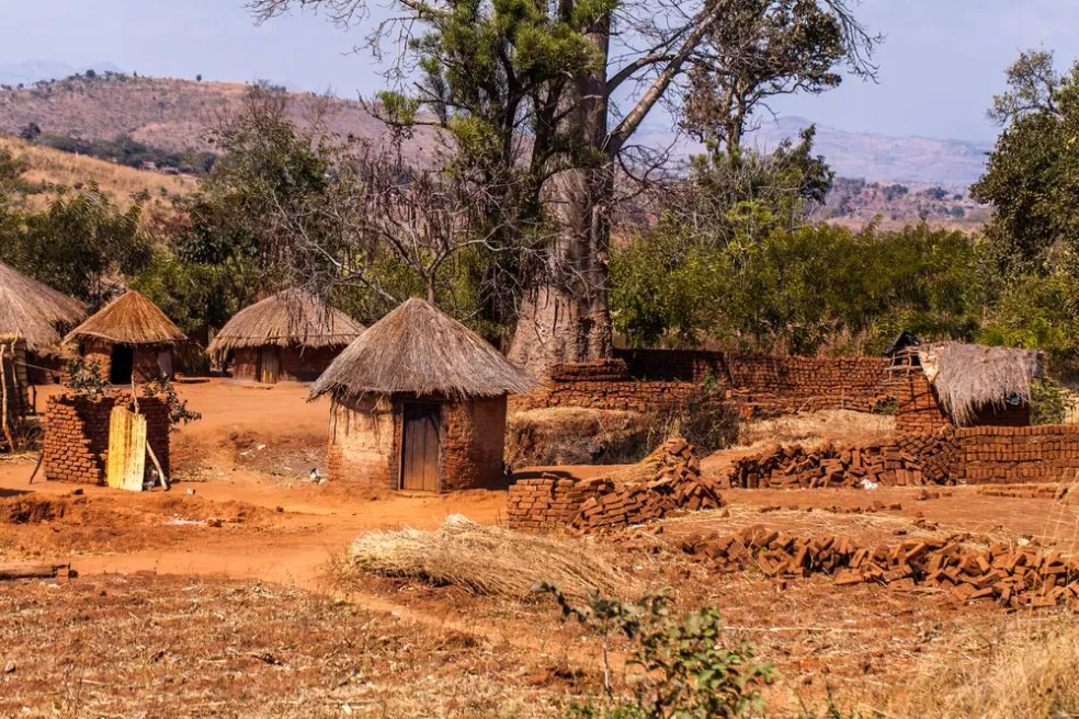 Africká vesnice v Malawi