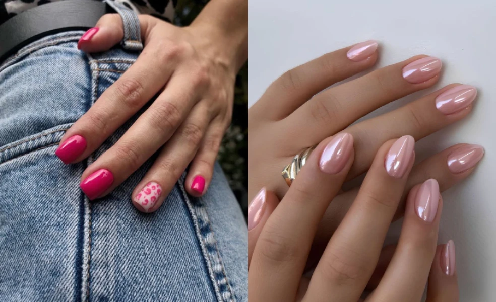 Trendy růžové gelové nehty