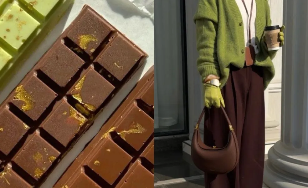 Pistáciově zelená a mocha mousse