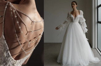 Trendy pro svatební šaty 2026: Samet, rukávy a perlové akcenty jsou zpět!
