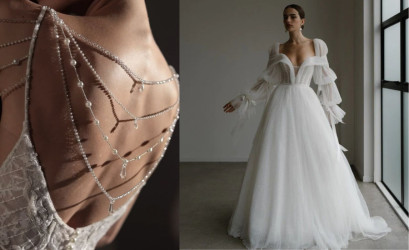 Trendy pro svatební šaty 2026: Samet, rukávy a perlové akcenty jsou zpět!