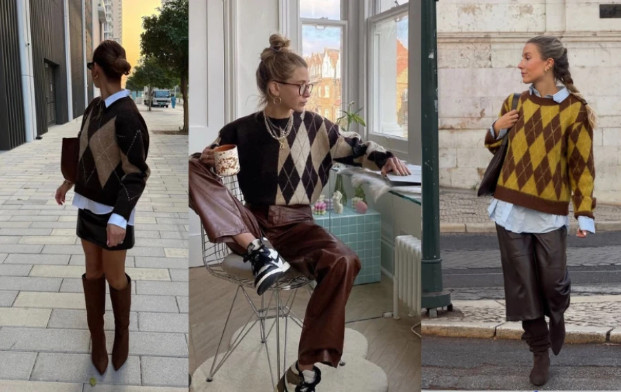 argylový svetr módní trendy 2025