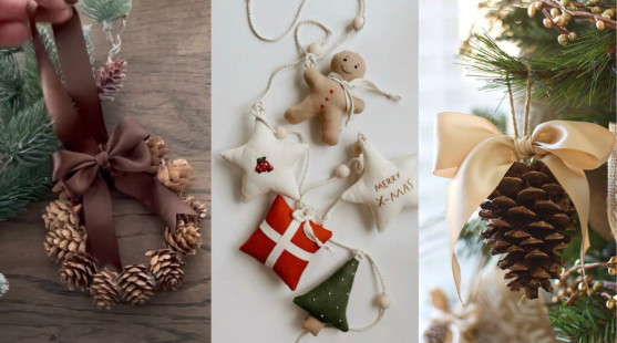 Přírodní vánoční dekorace z větviček, ořechů a látek – inspiruj se!