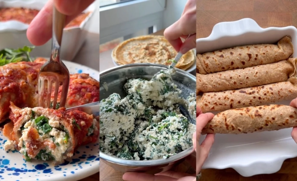 zapečené palačinky se špenátem