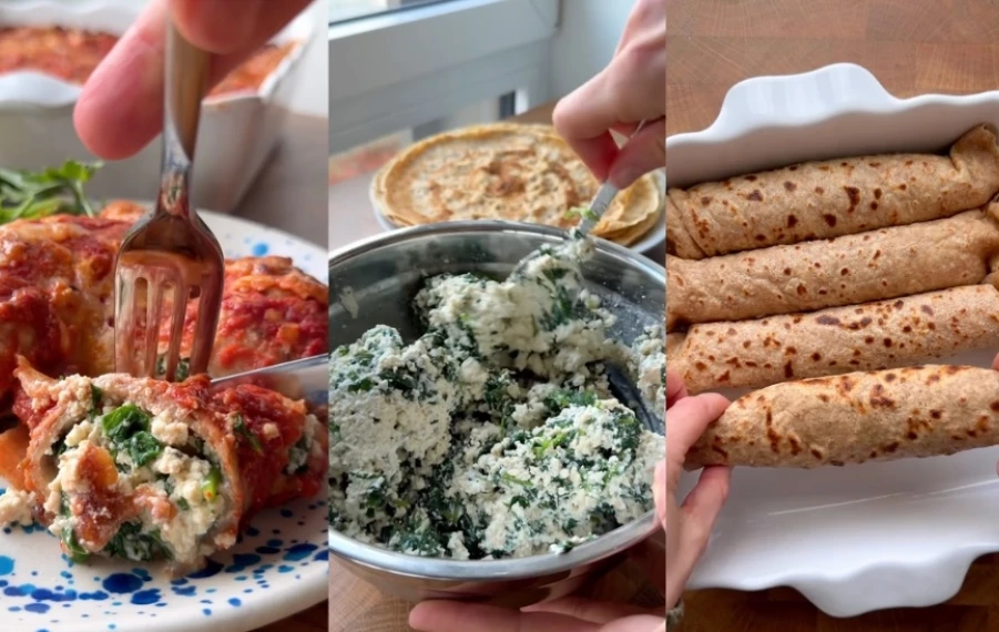 zapečené palačinky se špenátem