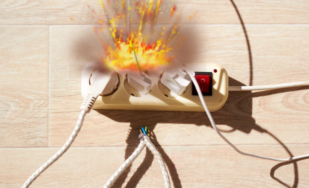 Přetížená prodlužovačka a riziko požáru v domácnosti