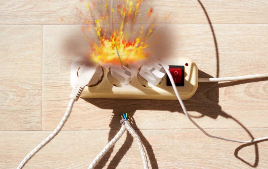 Přetížená prodlužovačka a riziko požáru v domácnosti