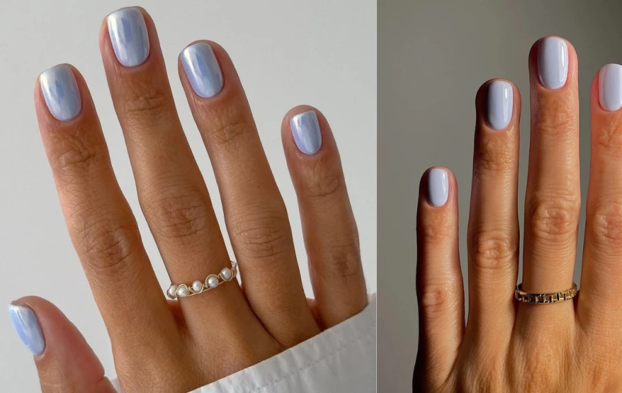 světle modré nehty Trend Sky Blue Nails